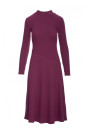 B299 Ribbed midi dress with asymmetrical waistline - plum