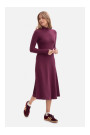 B299 Ribbed midi dress with asymmetrical waistline - plum