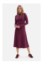 B299 Ribbed midi dress with asymmetrical waistline - plum