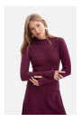 B299 Ribbed midi dress with asymmetrical waistline - plum