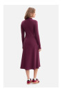 B299 Ribbed midi dress with asymmetrical waistline - plum