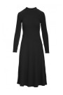B299 Ribbed midi dress with asymmetrical waistline - black