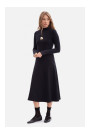 B299 Ribbed midi dress with asymmetrical waistline - black