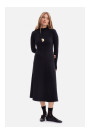 B299 Ribbed midi dress with asymmetrical waistline - black