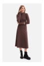 B299 Ribbed midi dress with asymmetrical waistline - brown