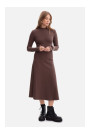 B299 Ribbed midi dress with asymmetrical waistline - brown