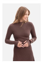 B299 Ribbed midi dress with asymmetrical waistline - brown