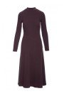 B299 Ribbed midi dress with asymmetrical waistline - dark chocolate