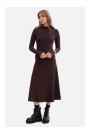 B299 Ribbed midi dress with asymmetrical waistline - dark chocolate