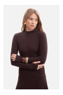 B299 Ribbed midi dress with asymmetrical waistline - dark chocolate