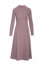 B299 Ribbed midi dress with asymmetrical waistline - cocoa