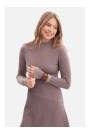 B299 Ribbed midi dress with asymmetrical waistline - cocoa