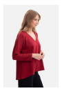 B304 Knit V-neck pullover top - maroon