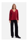 B304 Knit V-neck pullover top - maroon
