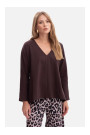 B304 Knit V-neck pullover top - dark chocolate