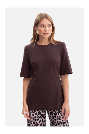B305 Knit peplum top - dark chocolate