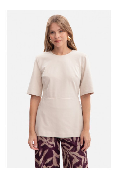 B305 Knit peplum top - sand