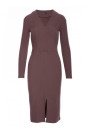 B307 Rib knit pencil dress - brown