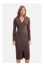 B307 Rib knit pencil dress - brown