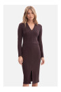 B307 Rib knit pencil dress - dark chocolate