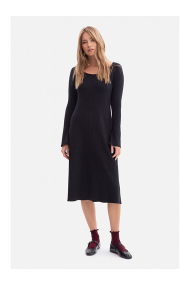 B308 Rib knit midi dress - black