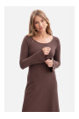 B308 Rib knit midi dress - brown