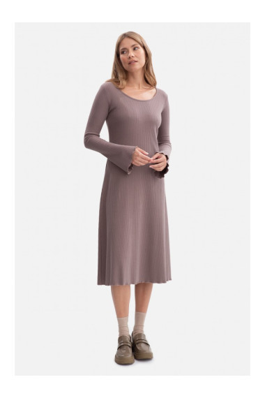 B308 Rib knit midi dress - cocoa