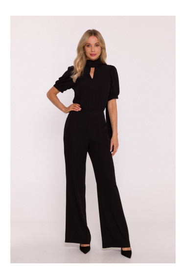 S421 Jumpsuit with a tie bow - black