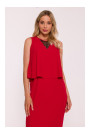 S422 Dress with lace insert - red