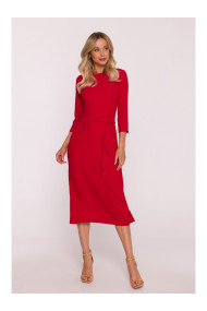 S425 Dress with ruffle detail - red