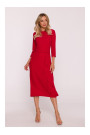 S425 Dress with ruffle detail - red