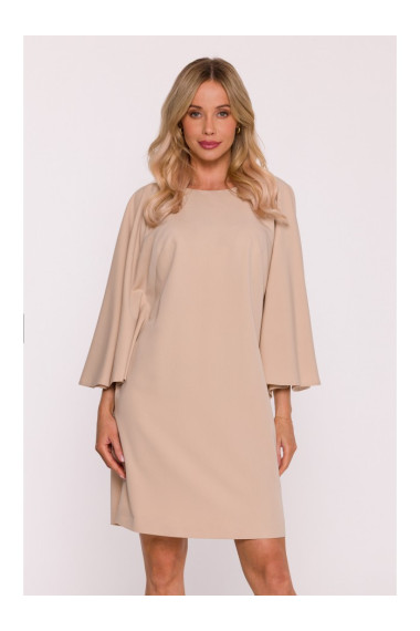 S426 Mini dress with batwing sleeves - beige