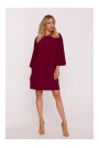 S426 Mini dress with batwing sleeves - maroon