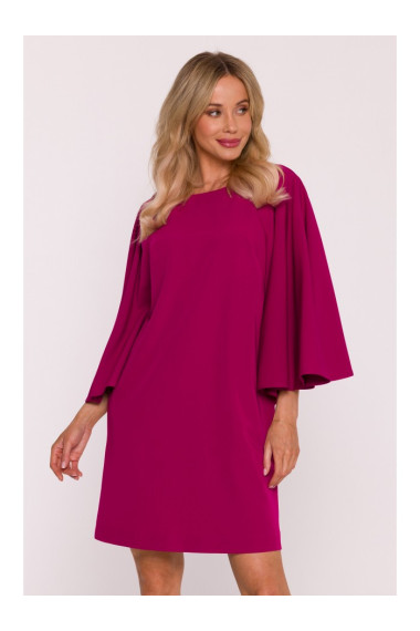 S426 Mini dress with batwing sleeves - plum