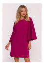 S426 Mini dress with batwing sleeves - plum