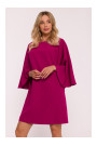 S426 Mini dress with batwing sleeves - plum