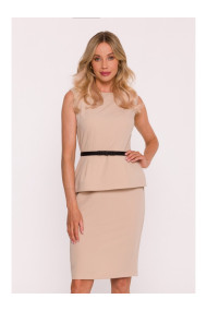 S427 Peplum dress - beige