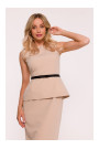 S427 Peplum dress - beige