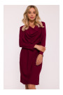 S428 Cowl neckline dress - maroon