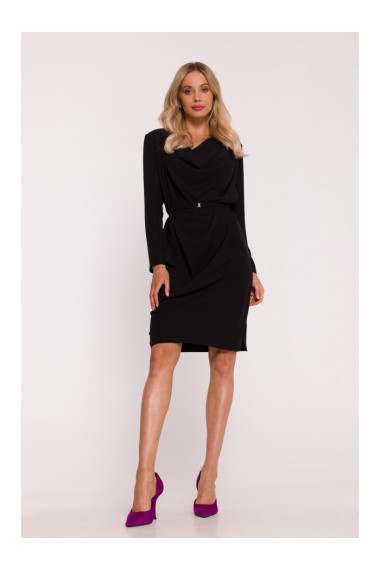 S428 Cowl neckline dress - black