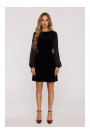 M886 Velvet dress with chiffon sleeves - black