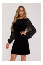 M886 Velvet dress with chiffon sleeves - black