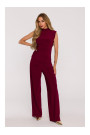 M890 Co-ord set with ruched top and wide leg trousers - maroon