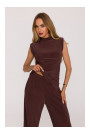 M890 Co-ord set with ruched top and wide leg trousers - brown