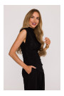 M890 Co-ord set with ruched top and wide leg trousers - black