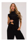 M890 Co-ord set with ruched top and wide leg trousers - black