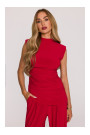 M890 Co-ord set with ruched top and wide leg trousers - red