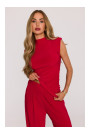 M890 Co-ord set with ruched top and wide leg trousers - red
