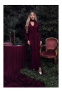 M891 Ruched dress with a sash - maroon