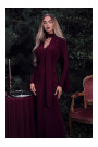 M891 Ruched dress with a sash - maroon